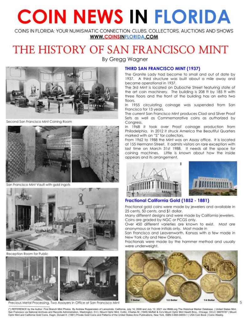 The History of San Francisco Mint by Gregg Wagner. Coins in Florida. www.CoinsinFlorida.com 